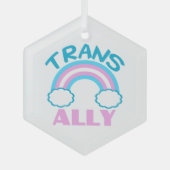 Transgender Ally Trans Rainbow Kerstkerst Glas Ornament (Voorkant)