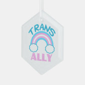 Transgender Ally Trans Rainbow Kerstkerst Glas Ornament (Voorkant links)
