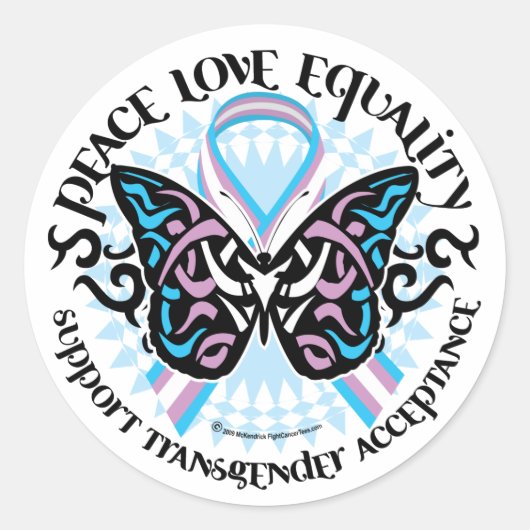 Transgender Butterfly Tribal Ronde Sticker (Voorkant)