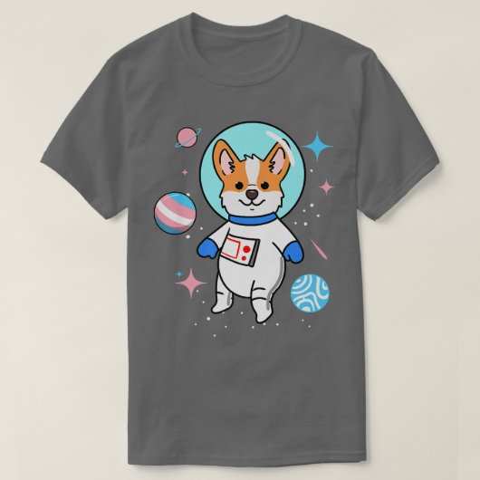Transgender Corgi in Space Trans Pride 1334 T-shirt (Design voorkant)