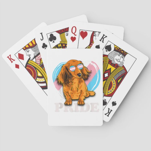 Transgender Dachshund Rainbow Heart Pride LGBT Hon Pokerkaarten (Achterkant)