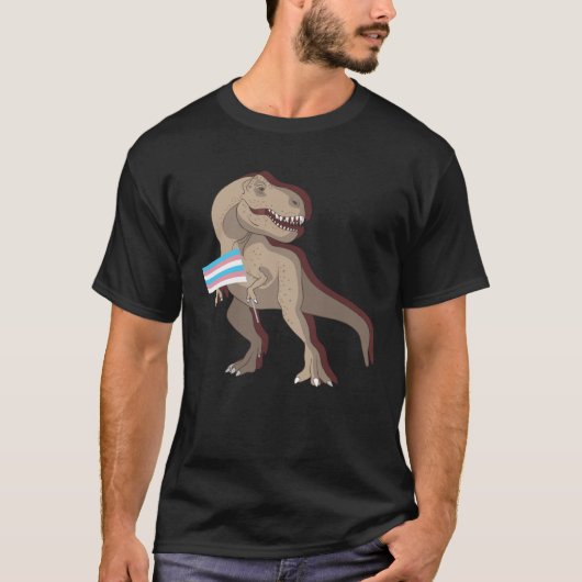 Transgender Dino Rex Trans Pride LGBTQ Pride Flag T-shirt (Voorkant)