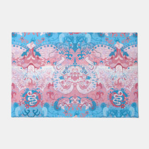 Transgender Dragon Damask - Trans Pride Flag Kleur Deurmat