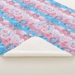 Transgender Dragon Damask - Trans Pride Flag Kleur Sherpa Deken