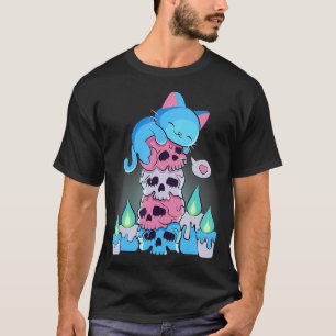 Transgender esthetische Kawaii-kat op schedelsubti T-shirt