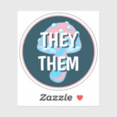  Transgender Flag Mushroom Pronouns Sticker (Vel)