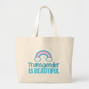 Transgender is een prachtig regenboogblauw wit grote tote bag