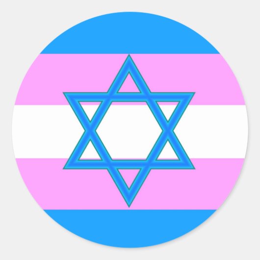 Transgender Joodse Pride Ronde Sticker (Voorkant)