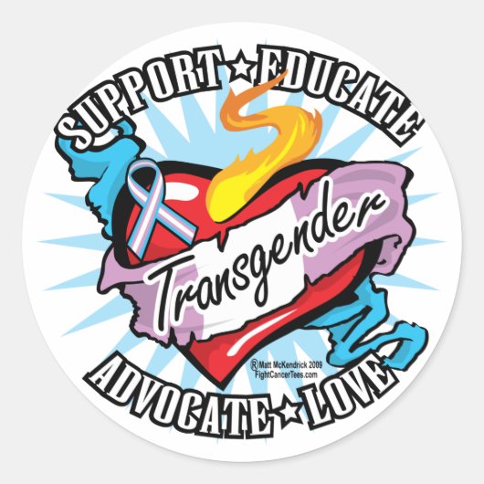 Transgender Klassiek Hart Ronde Sticker (Voorkant)