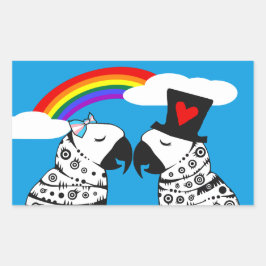 Transgender Parrot Girl met Boyvriend Rechthoekige Sticker