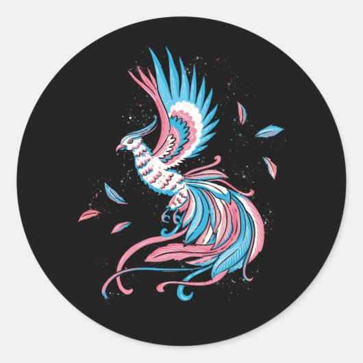 Transgender Phoenix Reborn Transsexual Flag LGBT T Ronde Sticker (Voorkant)