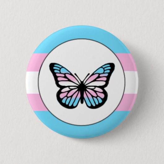 Transgender Pride Butterfly Pin Ronde Button 5,7 Cm (Voorkant)