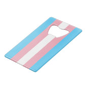 Transgender Pride Flag Kredietkaart Flessenopener (Voorkant Gekanteld)