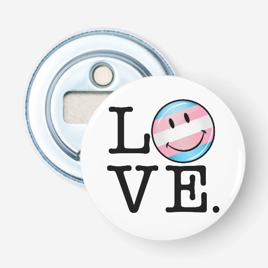 Transgender Pride Flag Love Button Flesopener (Voorkant)