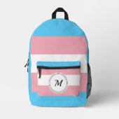 Transgender pride flag met een custom initiaal bedrukte rugzak (Voorkant)