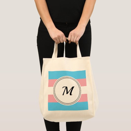 Transgender pride flag met een custom initiaal tote bag (Voorkant (product))