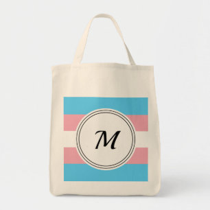 Transgender pride flag met een custom initiaal tote bag