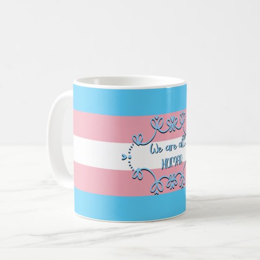 Transgender Pride Flag We zijn allemaal menselijke Koffiemok (Voorkant links)