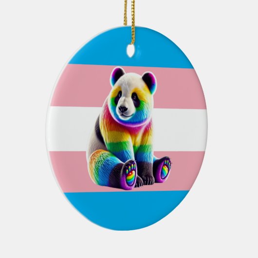 Transgender Pride Flag with Rainbow Panda Keramisch Ornament (Rechts)