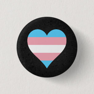 Transgender pride hartslag zwarte knop ronde button 3,2 cm