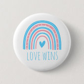 Transgender Pride Love Wins LGBT Rainbow Button (Voorkant)