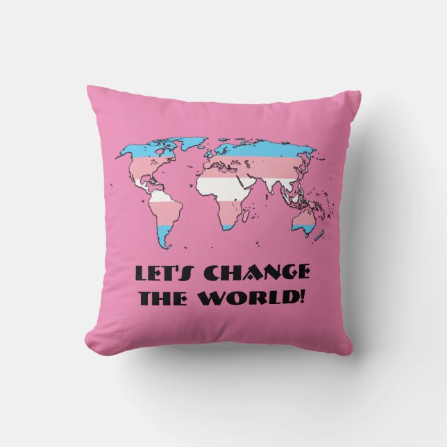Transgender Pride Map van het Wereld Sierkussen (Voorkant)