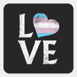 Transgender Pride Stacked Liefde Vierkante Sticker