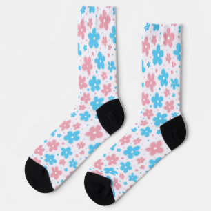 Transgender Pride Vlag Bloemen Doodle Pastel Sokken