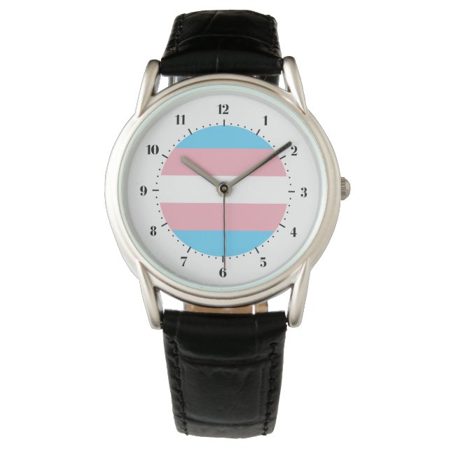 Transgender pride vlag horloge (Voorkant)