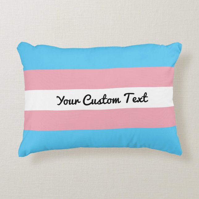 Transgender pride vlag met aangepaste tekst accent kussen (Voorkant)