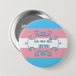 Transgender Pride-vlag We zijn allemaal mensen Kno Ronde Button 7,6 Cm