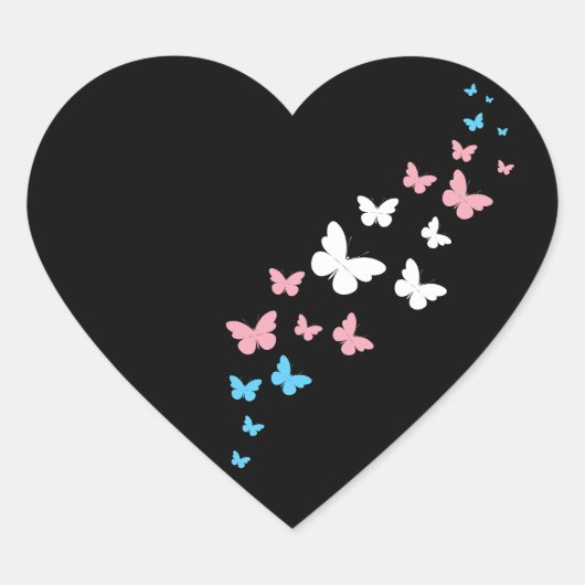 Transgender Pride Vlinderpad Hart Sticker (Voorkant)
