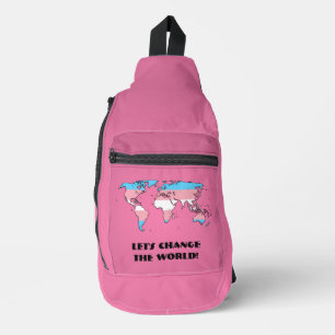 Transgender Pride Wereldkaart Sling Bag