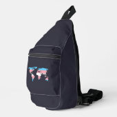 Transgender pride wereldkaart sling bag (Rechterhoek)