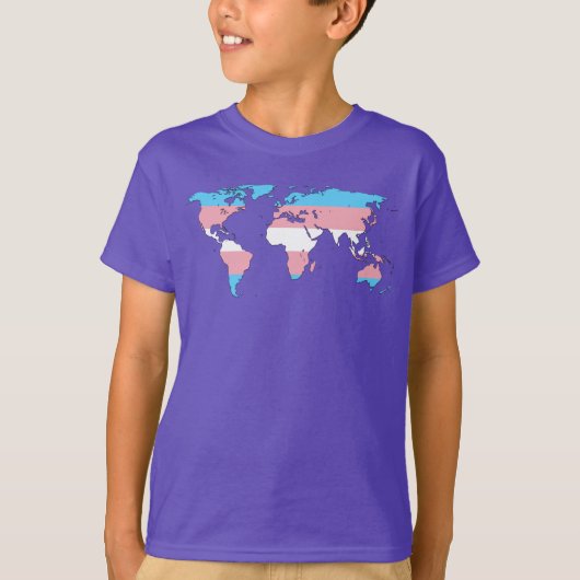 Transgender pride wereldkaart t-shirt (Voorkant)
