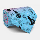 Transgender Pride Zwarte Kat - Mystieke Heks Stropdas (Opgerold)