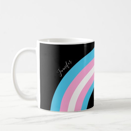 Transgender Rainbow Pride Flag Monogram Coffee Mok (Links)