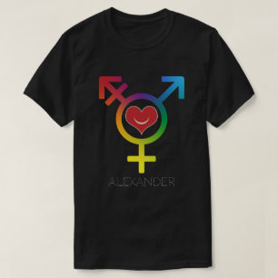 Transgender regenboogkunst glimlachend homo-GBT aa T-shirt