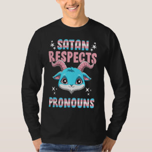 Transgender Satan Respect Spreuken Pentagram Trans T-shirt