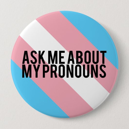 Transgender Striped Pronouns Ronde Button 4,0 Cm (Voorkant)