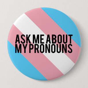 Transgender Striped Pronouns Ronde Button 4,0 Cm