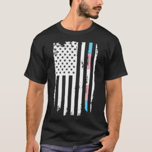 Transgender Thin Line American Flag LGBT Trans T-shirt