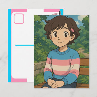 Transgender Vlag Anime Persoon | LGBTQIA+ Briefkaart
