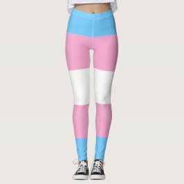 Transgender Vlag Blauw Roze Wit Gestreept LGBT Leggings