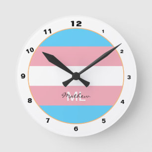 Transgender-vlag- en Pridegemeenschap / monogramme Ronde Klok