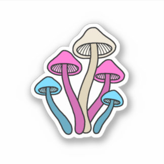 Transgender Vlag Gekleurde Paddenstoelen Sticker