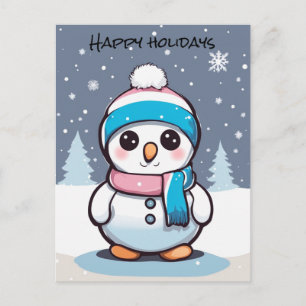 Transgender vlag gekleurde sneeuwman kerstkaart briefkaart