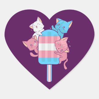Transgender Vlag Katten en een Ijslolly Hart Sticker