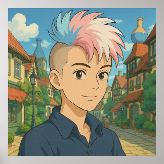Transgender with Mohawk Anime Person | LGBTQIA+  Poster
