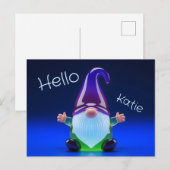 Translucent Glass Gnome Figurine with Custom Name Briefkaart (Voorkant / Achterkant)